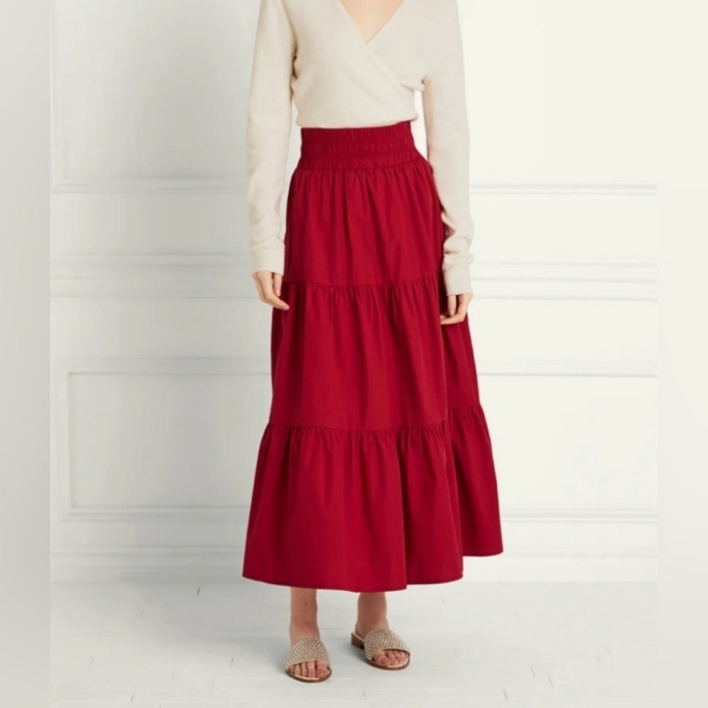 Hill House The Florence Nap Skirt Solid Victorian Red Maxi Women's Size XL